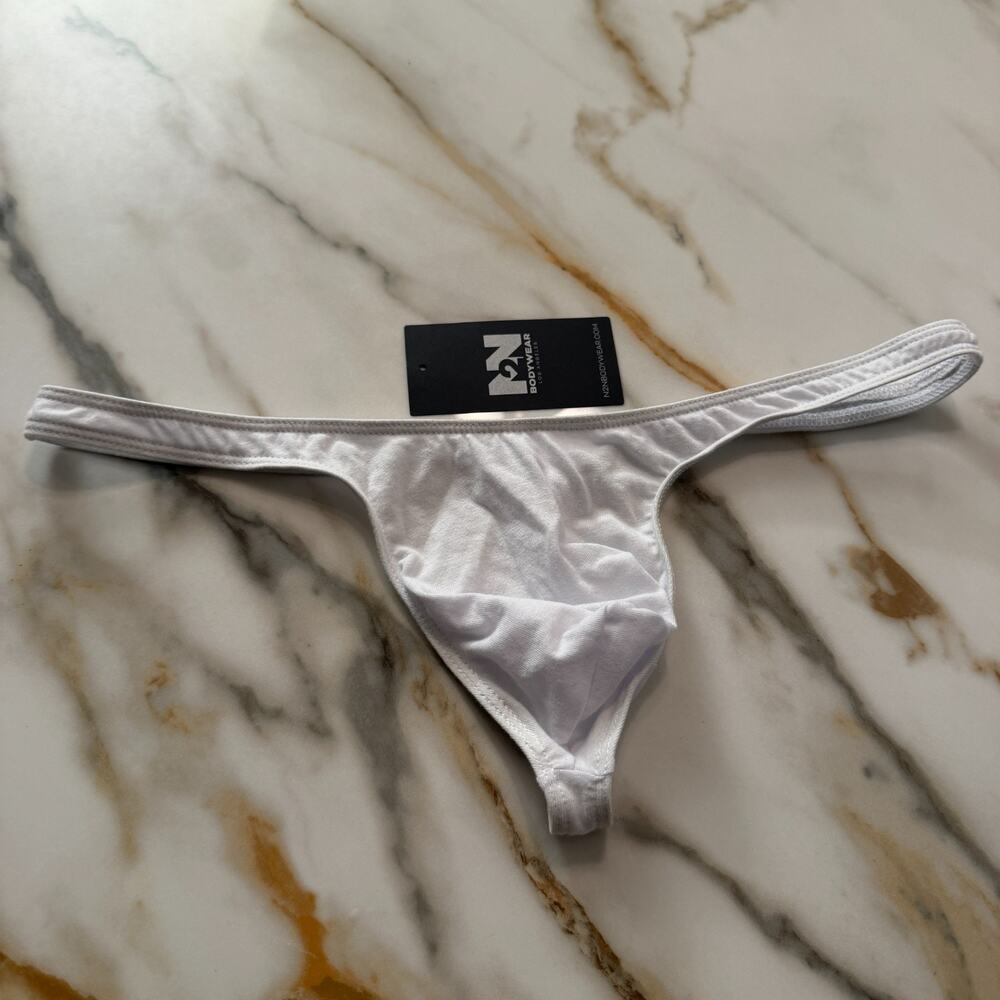 NEW N2N Bodywear Mens Cotton Micro Thong Color White Size Large